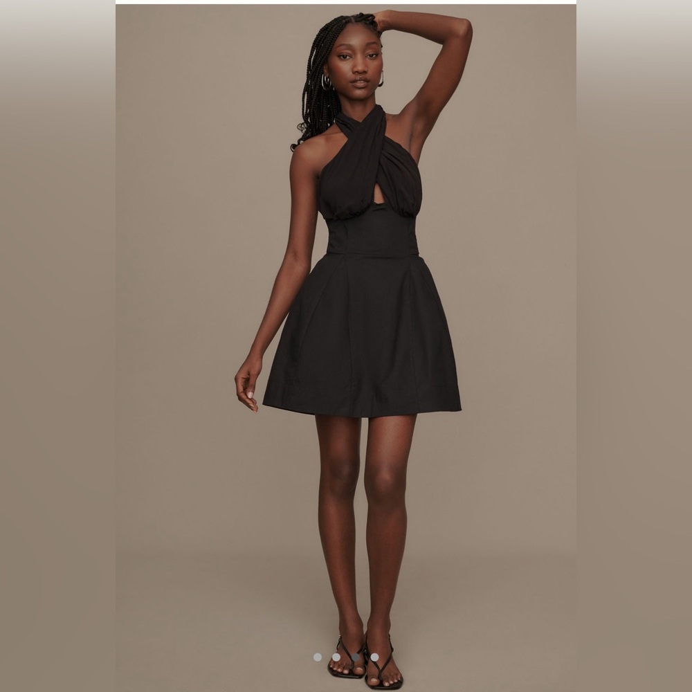 NWT ANTHROPOLOGIE MAEVE Twist Halter Tie-Neck Mini Dress Cocktail Smocked Back